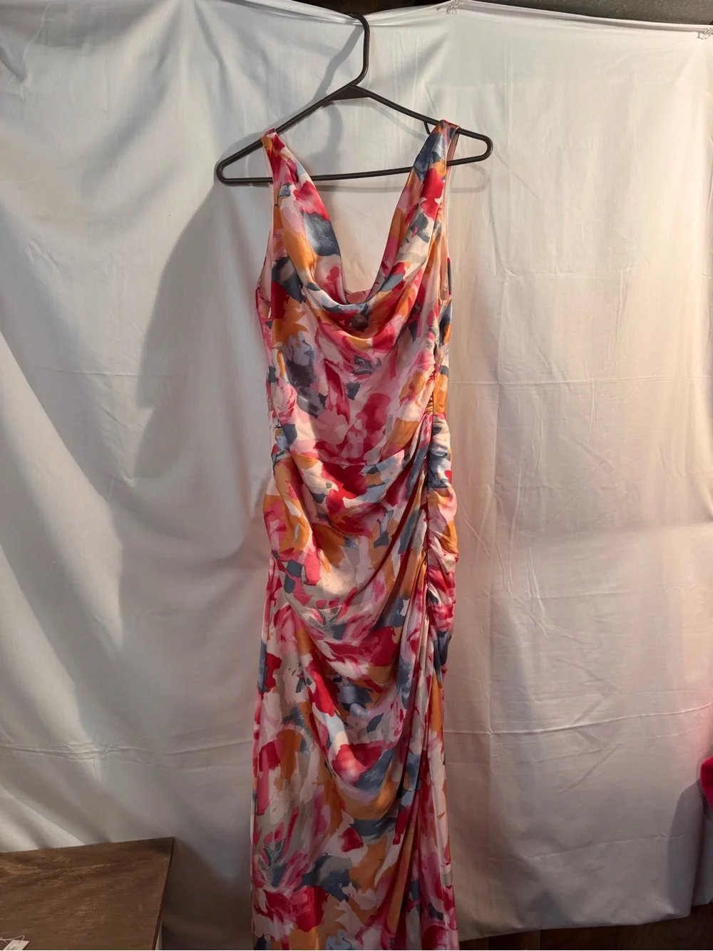 Abercrombie Floral Watercolor Cowl Neck Maxi Dress - Pink Multi
